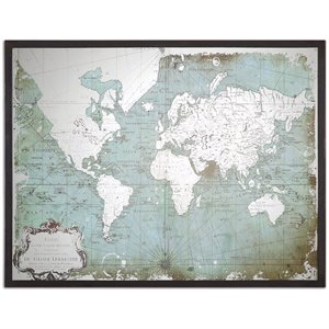 bowery hill modern mirrored world map in black metal frame