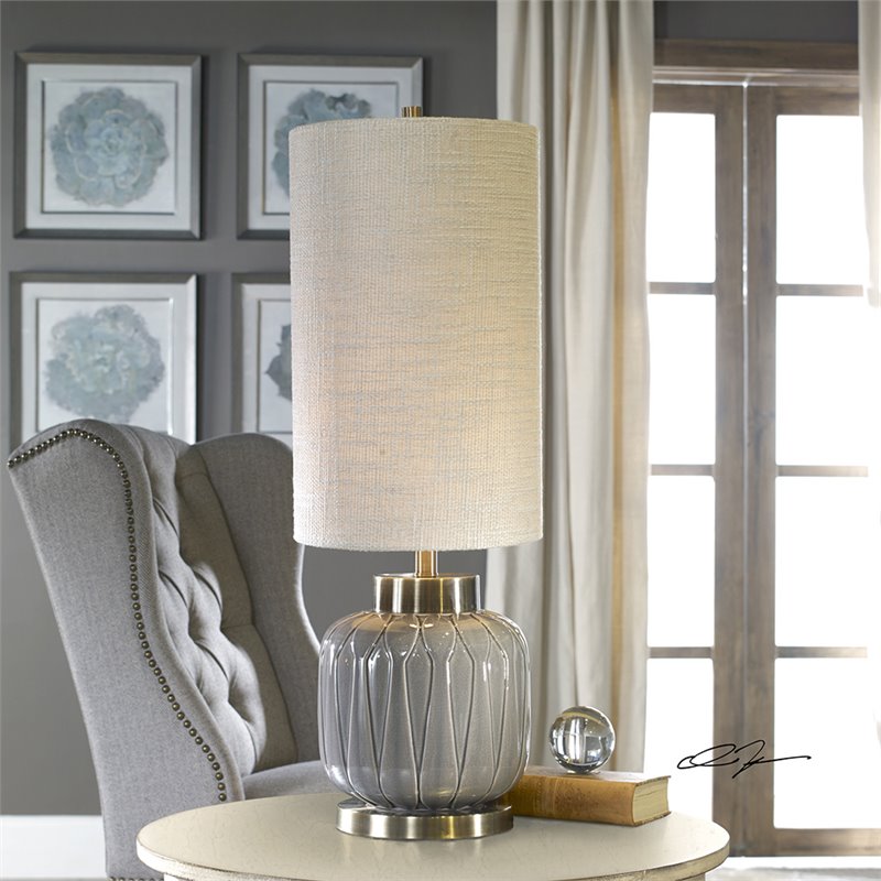 Bowery Hill Contemporary Table Lamp in Aged Gray and Khaki