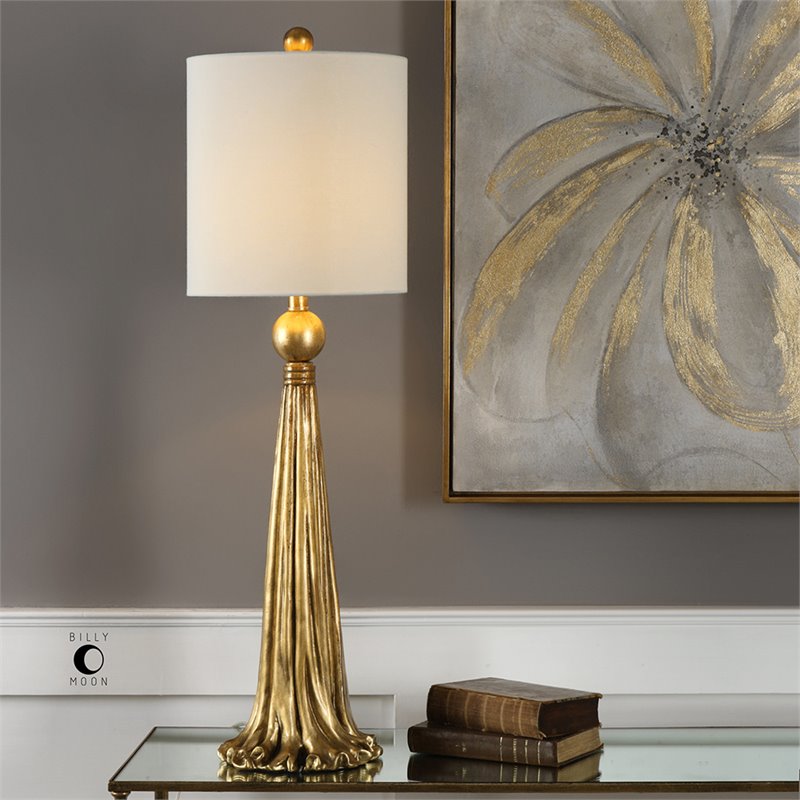 Bowery Hill Contemporary Table Lamp in Gold and White