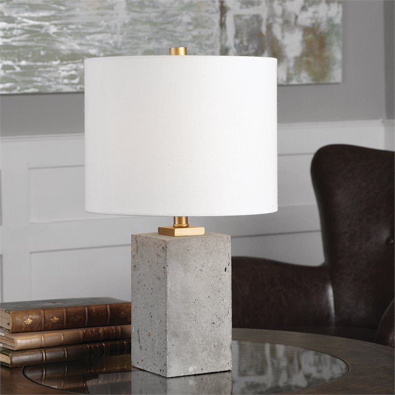 Bowery Hill Contemporary Table Lamp in Gray and White
