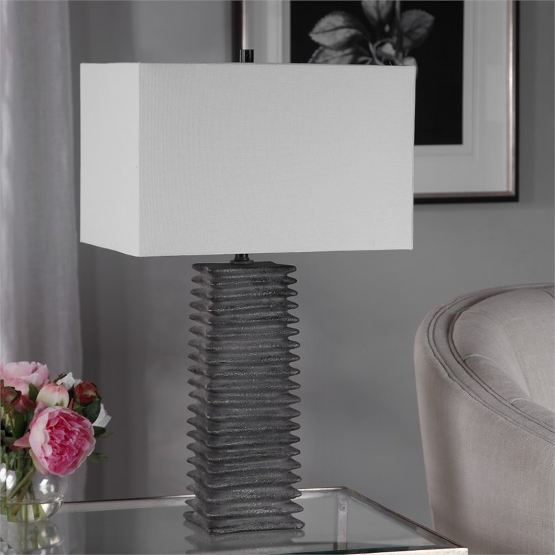 Bowery Hill Contemporary Table Lamp in Metallic Charcoal