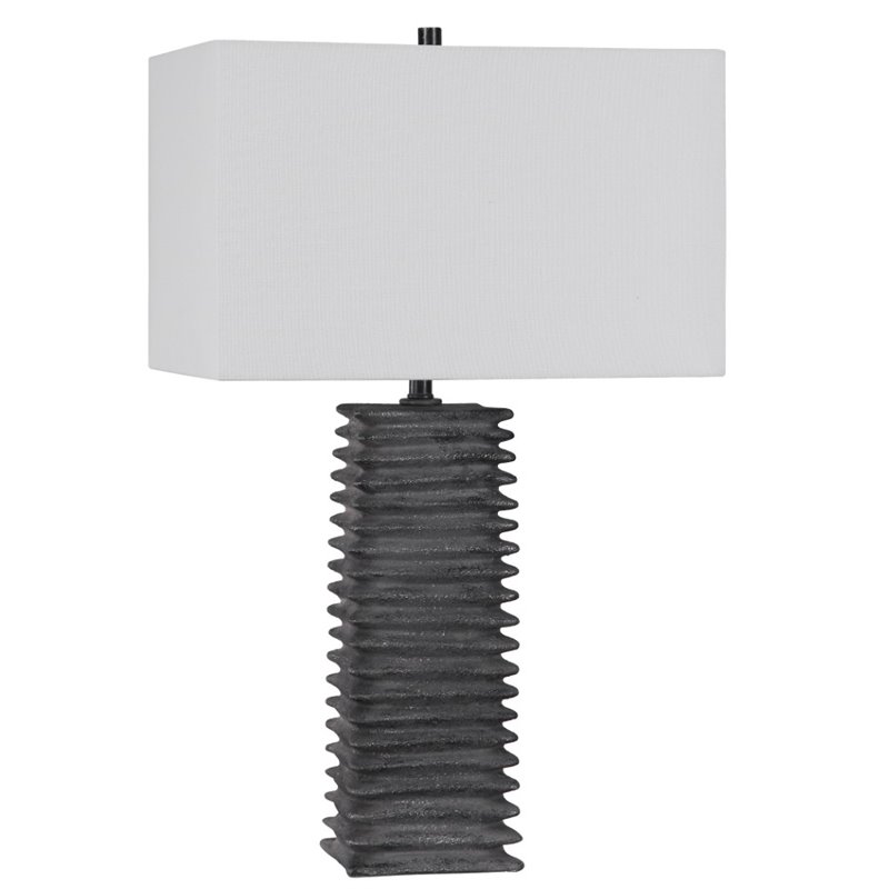 Bowery Hill Contemporary Table Lamp in Metallic Charcoal