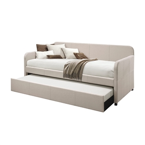 Bowery Hill Contemporary Daybed and Trundle in Beige Fabric