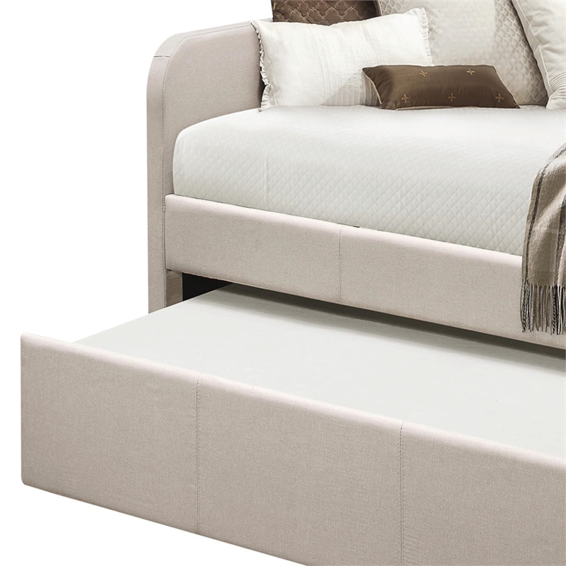 Bowery Hill Contemporary Daybed and Trundle in Beige Fabric