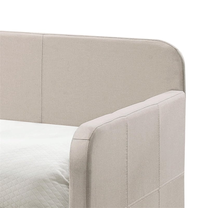 Bowery Hill Contemporary Daybed and Trundle in Beige Fabric
