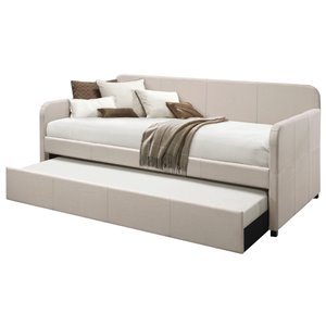bowery hill contemporary daybed and trundle in beige fabric