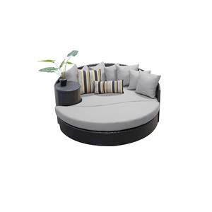 bowery hill contemporary outdoor wicker patio sun bed in grey