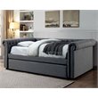 Bowery Hill Contemporary Fabric Tufted Full Daybed with Trundle in Gray