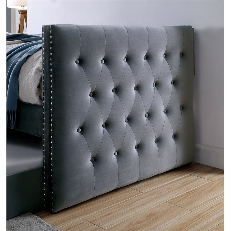 Bowery Hill Contemporary Contemporary Fabric Daybed with Trundle in Gray