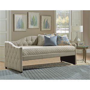 bowery hill contemporary twin fabric button tufted daybed in beige