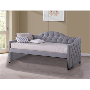 bowery hill contemporary fabric tufted daybed in gray
