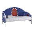 Bowery Hill Transitional Metal & Fabric Youth Daybed in White/Blue