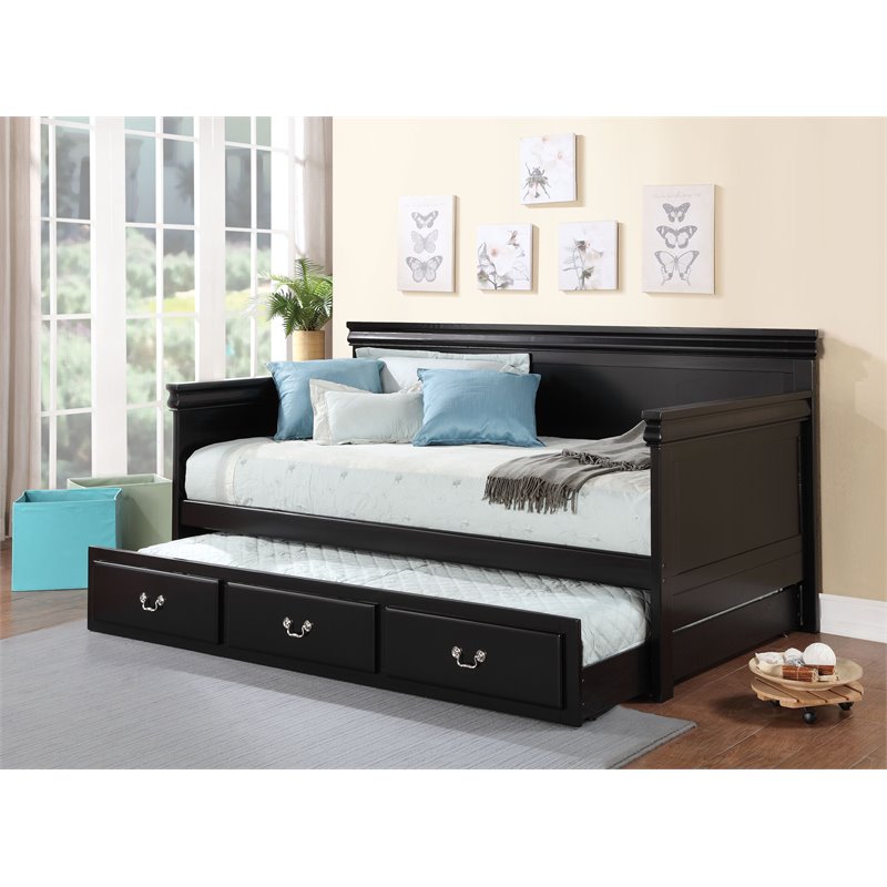 Bowery Hill Transitional Wood Daybed in Rich Black