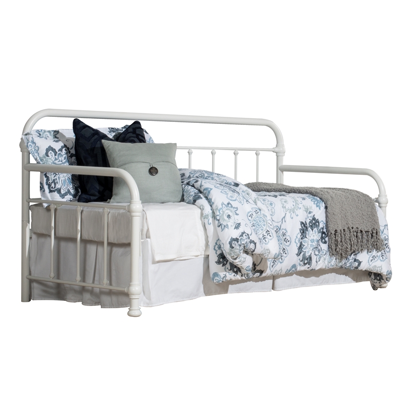 Bowery Hill Contemporary Metal Twin Daybed in Soft White