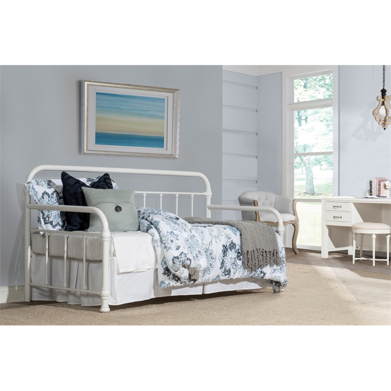 Bowery Hill Contemporary Metal Twin Daybed in Soft White