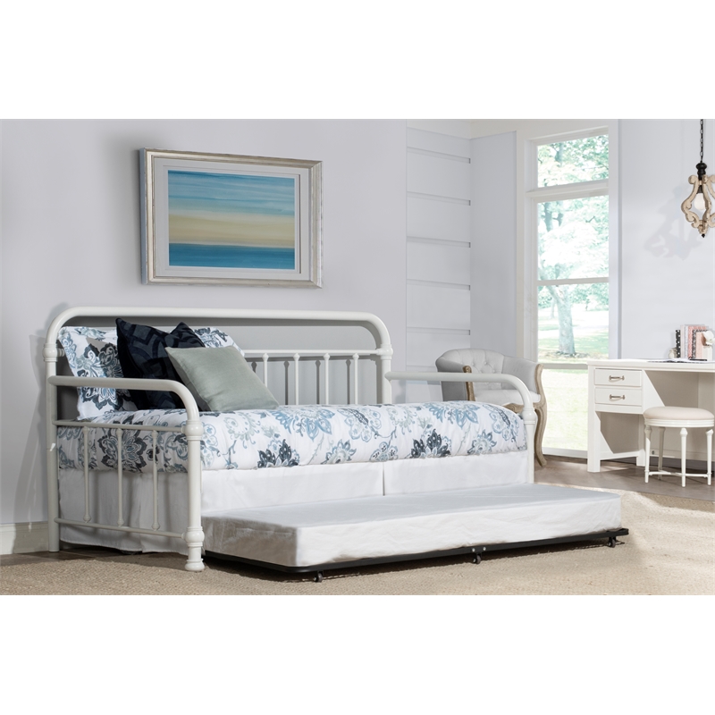 Bowery Hill Contemporary Twin Daybed with Trundle in Soft White