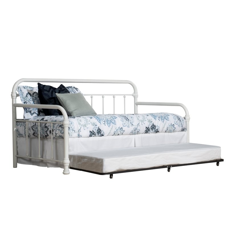 Bowery Hill Contemporary Twin Daybed with Trundle in Soft White