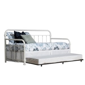 Bowery Hill Contemporary Twin Daybed with Trundle in Soft White
