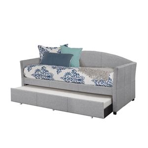 bowery hill modern upholstered daybed with trundle in smoke gray