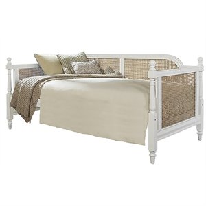 bowery hill modern wood and cane twin daybed in white and natural