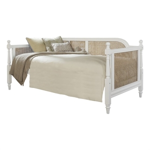 bowery hill coastal wood twin daybed with cane inset panels in natural/white