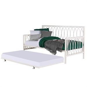 bowery hill furniture complete twin metal daybed with trundle white