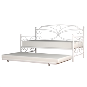 bowery hill furniture complete twin metal daybed with trundle white