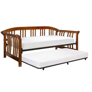 bowery hill furniture daybed with suspension deck and trundle walnut