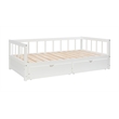 Bowery Hill Contemporary Wood Storage Trundle Daybed in White