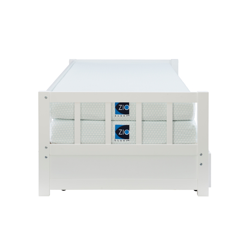 Bowery Hill Contemporary Wood Storage Trundle Daybed in White