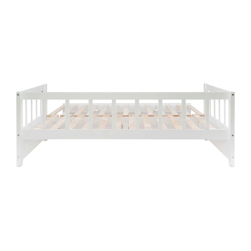 Bowery Hill Contemporary Wood Storage Trundle Daybed in White
