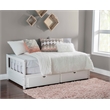 Bowery Hill Contemporary Wood Storage Trundle Daybed in White