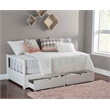 Bowery Hill Contemporary Wood Storage Trundle Daybed in White