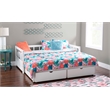 Bowery Hill Contemporary Wood Storage Trundle Daybed in White