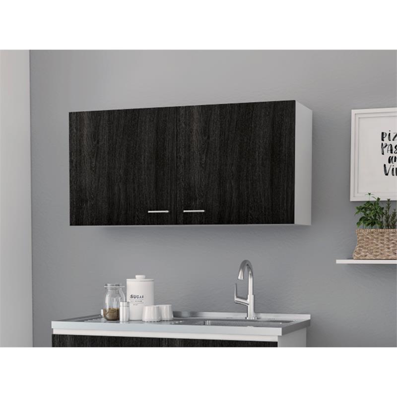 Bowery Hill Modern Engineered Wood Wall Cabinet in Espresso/White