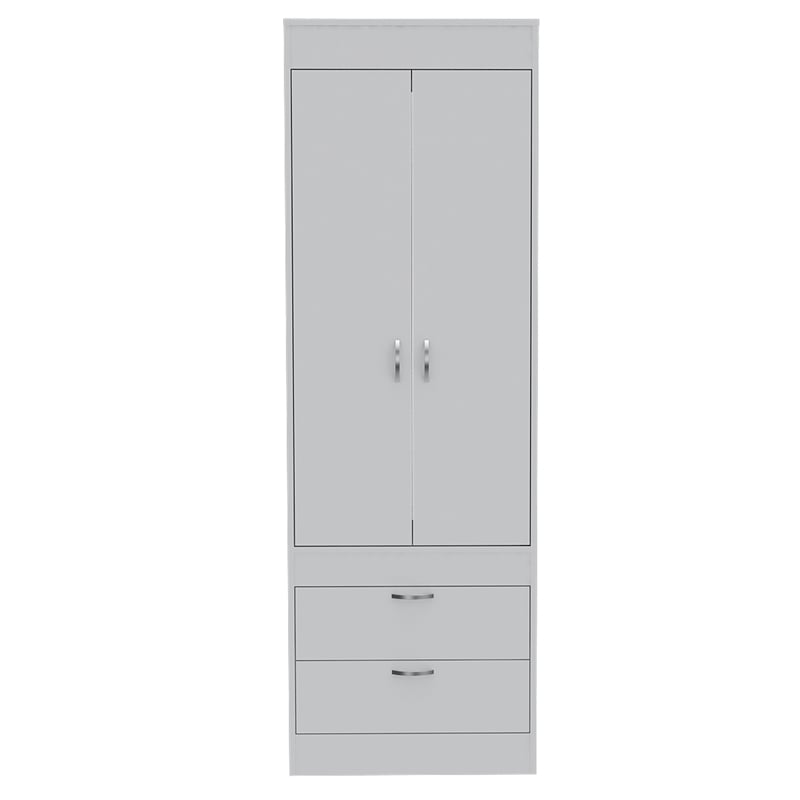 Bowery Hill 2-Drawer and 2-Door Contemporary Engineered Wood Armoire in White