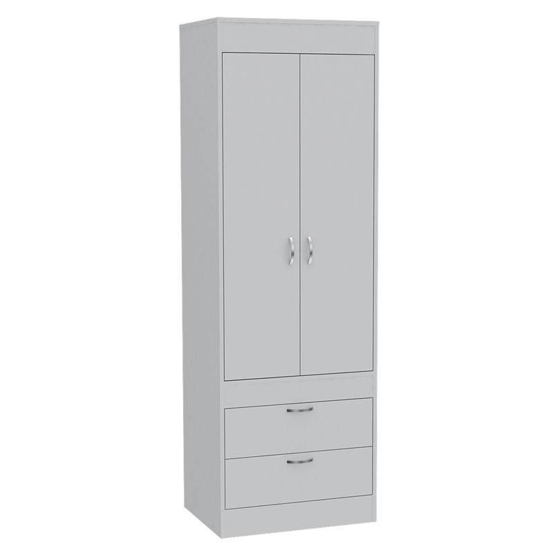 Bowery Hill 2-Drawer and 2-Door Contemporary Engineered Wood Armoire in White