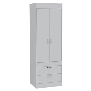 bowery hill contemporary 2 drawer 2 door armoire in white