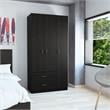 Bowery Hill 3-Door Modern Engineered Wood Austral Armoire in Black