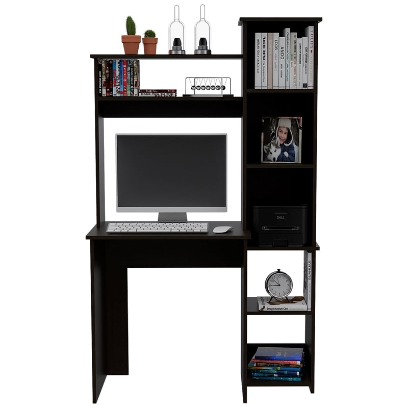 Bowery Hill Modern Engineered Wood Home Office Desk in Black Wengue