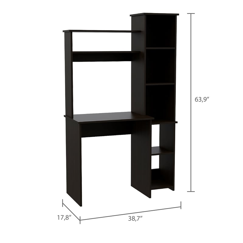Bowery Hill Modern Engineered Wood Home Office Desk in Black Wengue