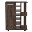 Bowery Hill Contemporary Bar Cart Cabinet in Weathered Oak