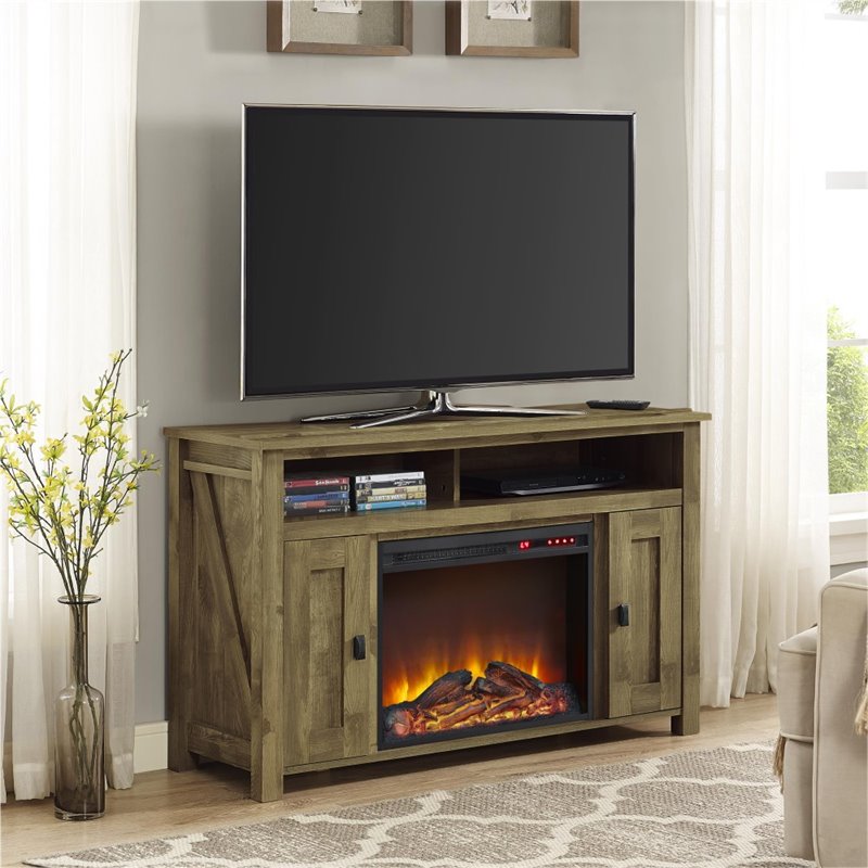Bowery Hill Rustic 50'' Fireplace TV Stand in Heritage Light Pine