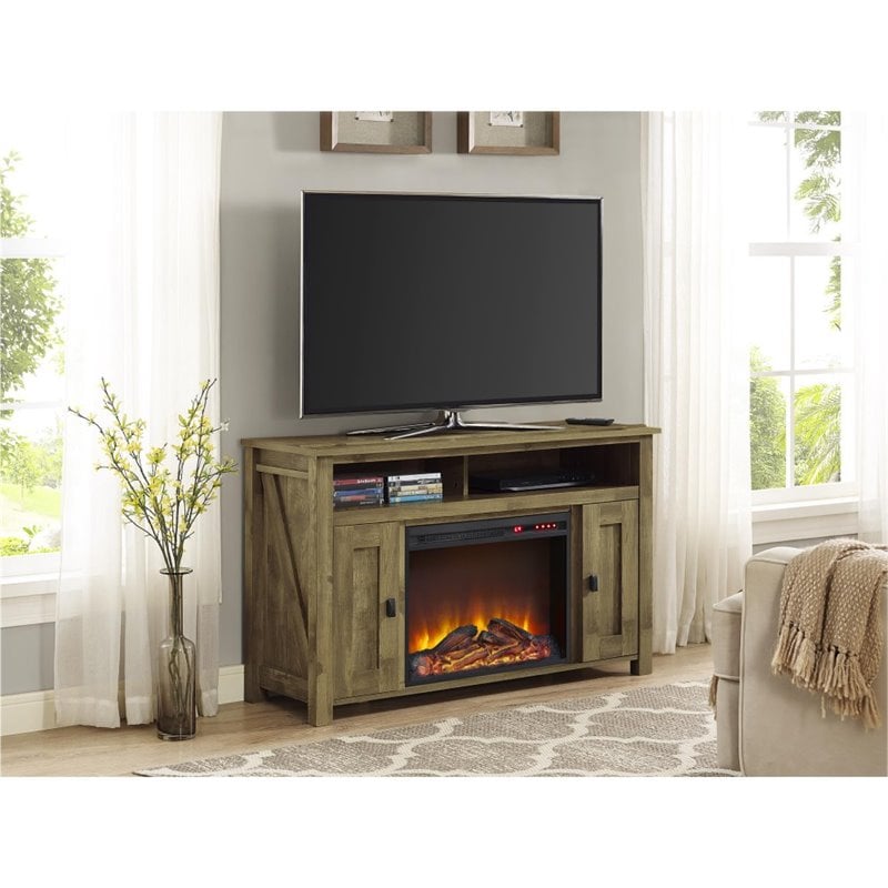 Bowery Hill Rustic 50'' Fireplace TV Stand in Heritage Light Pine