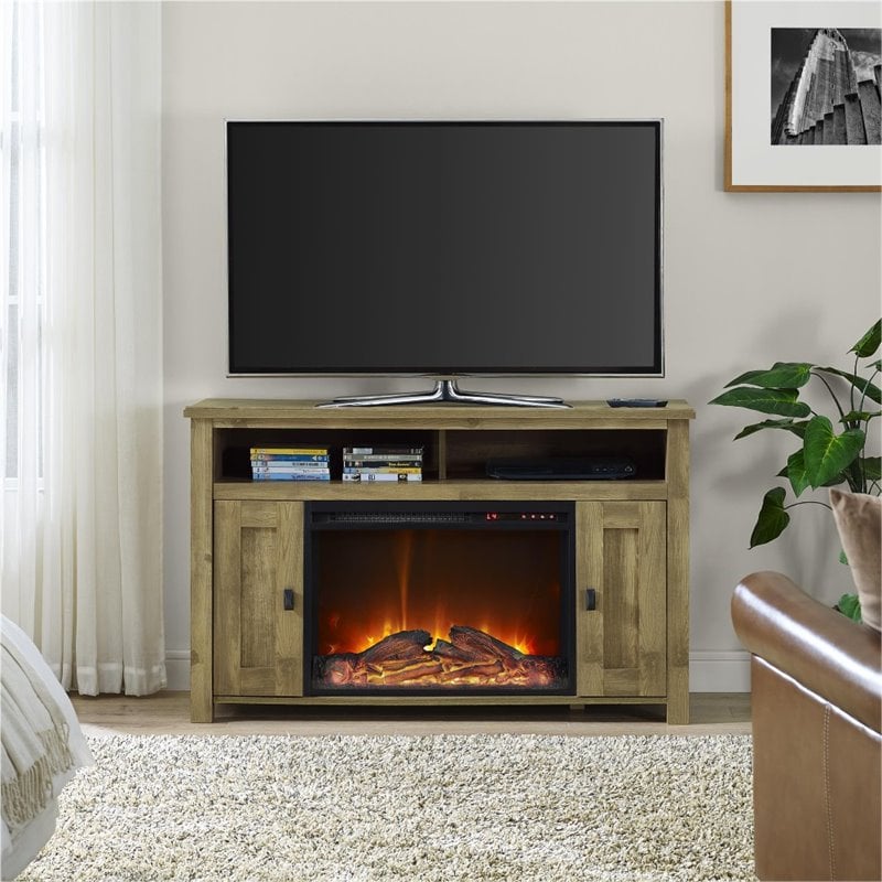 Bowery Hill Rustic 50'' Fireplace TV Stand in Heritage Light Pine