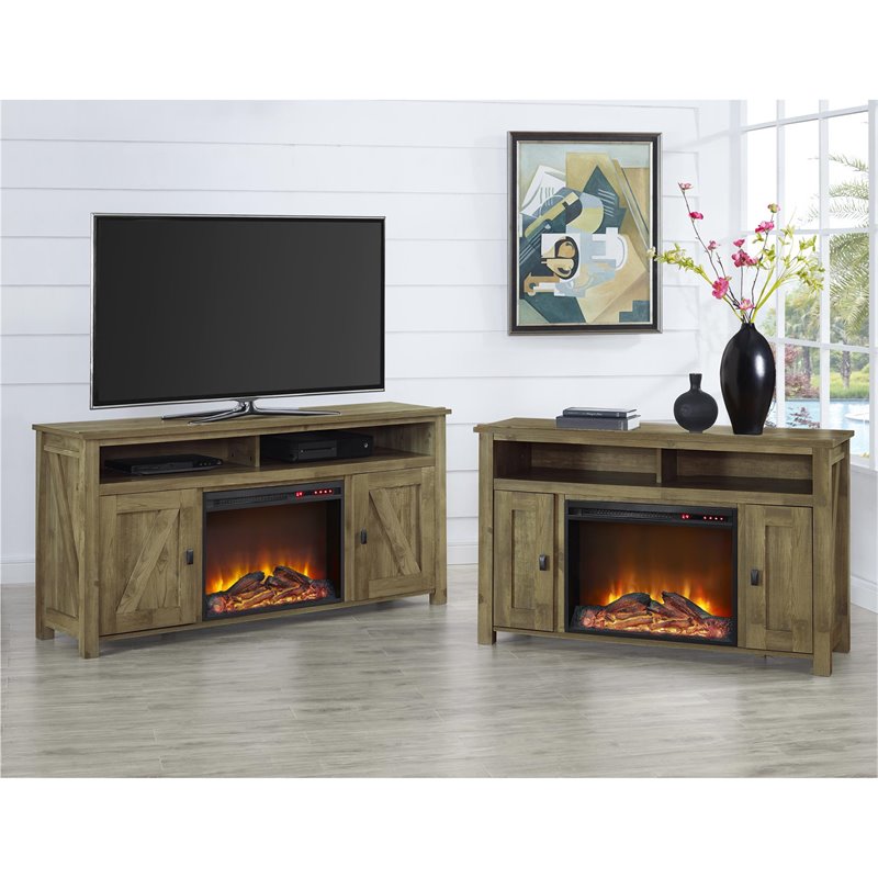 Bowery Hill Rustic 50'' Fireplace TV Stand in Heritage Light Pine