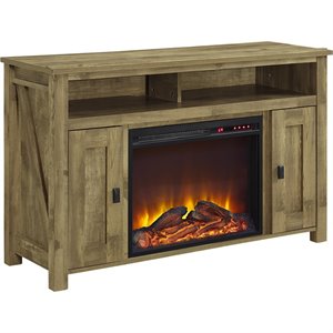 bowery hill rustic 50'' fireplace tv stand in heritage light pine