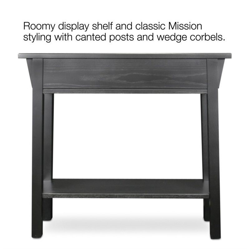 Bowery Hill Transitional Solid Ash Console Table in Slate Black