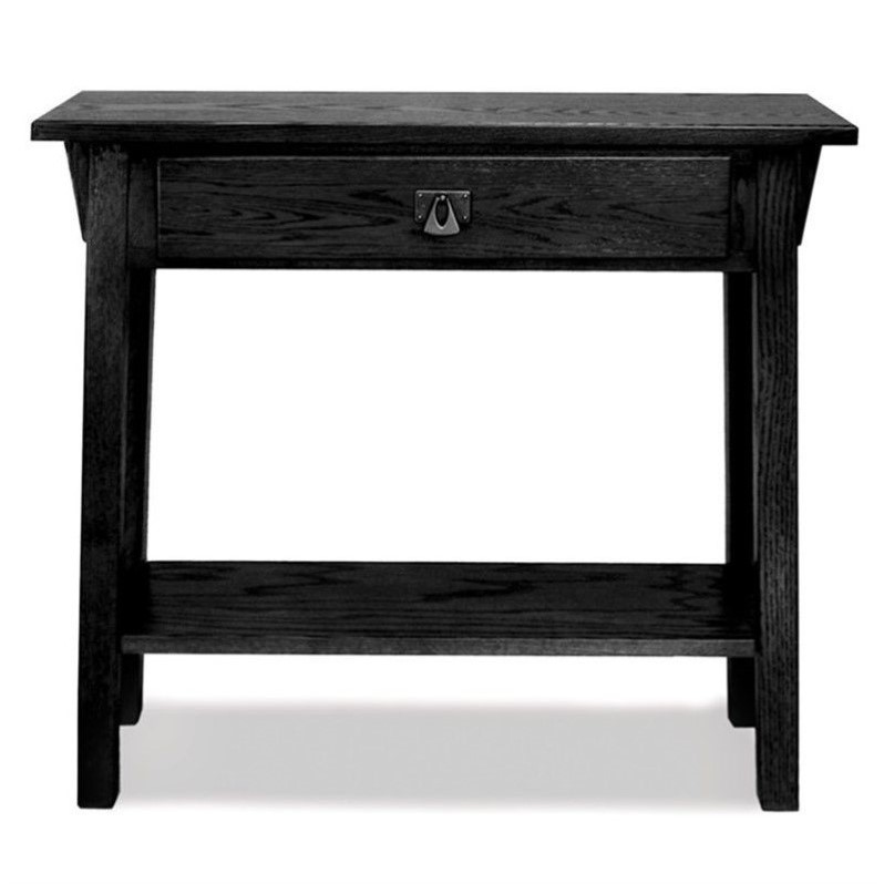Bowery Hill Transitional Solid Ash Console Table in Slate Black