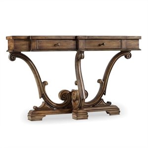 Bowery Hill Traditional Rectangular Wood Console in Amber Sands